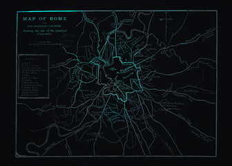 Vintage map of Rome Italy