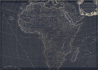 Vintage Illustration map of Africa in dark blue and golden colors
