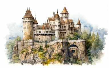 Fototapeta na wymiar Medieval Castle Watercolours