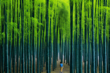 Person with bamboo in the background