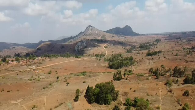 Aerial view of a small village in Malawi