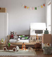 Interior Kids Room Wallpaper Mockup