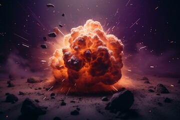 Explosive orange and purple space scene. Generative AI