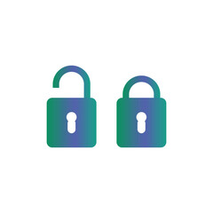 padlock icon vector illustration, locked and unlocked.