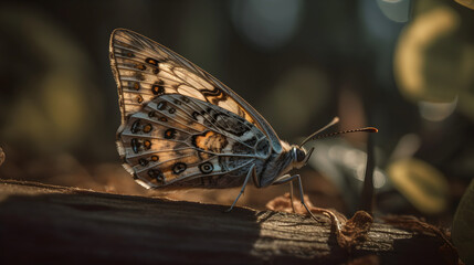 Obraz premium Romantic natural floral background with a butterfly on flower with bokeh, close-up macro.