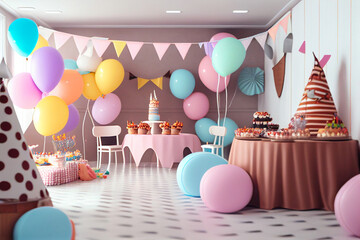 Birthday room. Birthday decoration. Birthday table decoration. Birthday planner.