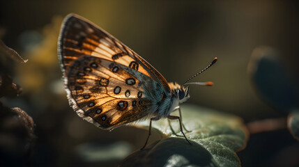 Obraz premium Romantic natural floral background with a butterfly on flower with bokeh, close-up macro.
