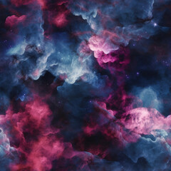 Obraz na płótnie Canvas Cosmic Nebula Seamless Pattern 04. Generative AI.