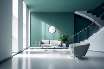 modern office business interior in minimalists design, ai generated image