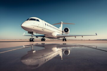 Naklejka na ściany i meble elite private jet on the runway ready for takeoff , ai generated image