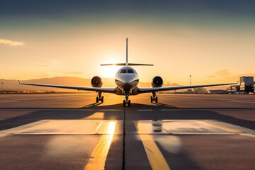 Fototapeta na wymiar elite private jet on the runway ready for takeoff , ai generated image