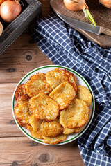 Potato Cakes. Vegetable fritters, draniki. Vegetable pancakes