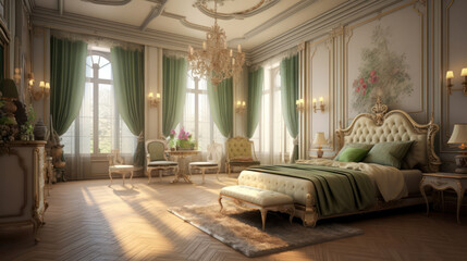 Bedroom interior in Louis style . generative AI