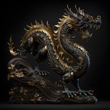 gorgeous very high detailed wooden dragon character, ai generated image 