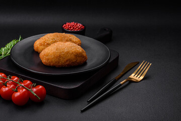 Delicious baked cutlet breaded with spices, salt and herbs