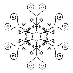 Decorative linear design for greeting cards, wedding invitations, coloring books, etc. Vector illustrations in oriental style. Line art geometric mandala. Arabesque. Easy to edit color and lines.