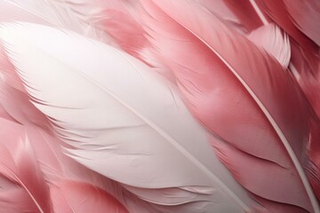 Close up of pink and white feather pattern on white background with pink border and frame. Generative AI