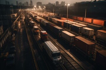 Fototapeta na wymiar Transportation and supply chain management. Generative AI