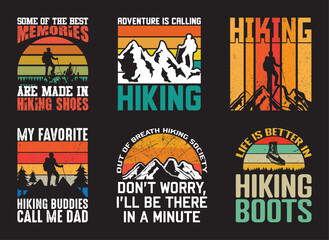 Hiking T shirt Design Bundle, Quotes about Hiking, Vintage Hiking T shirt, Hiking, Camping, Adventure, outdoor typography T shirt design Collection