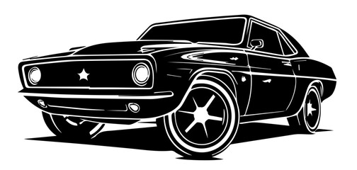 American muscle car isolated on white