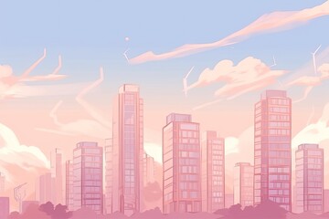 Fototapeta premium bustling cityscape with towering skyscrapers Generative AI