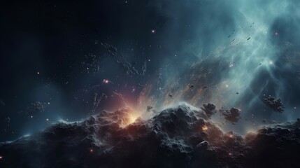 Fototapeta na wymiar Cosmic Nebula and Starfield, Generative AI