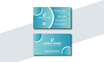 Modern Creative and clean business card design template with cyan and teal color. Unique presentation card with company logo. Visiting card for business and personal use. Vector illustration design