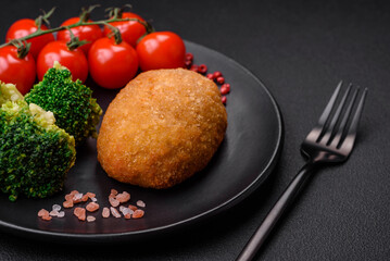 Delicious baked cutlet breaded with spices, salt and herbs