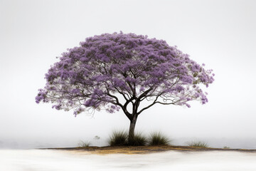 Fototapeta na wymiar Purple japanese maple tree on white packground isolated - Generative AI