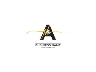 Monogram Luxury AJK Letter Logo Image, Signature ajk jak Three Letter Logo Icon - obrazy, fototapety, plakaty