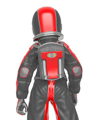 Fototapeta premium astronaut girl is standing up on close up rear view