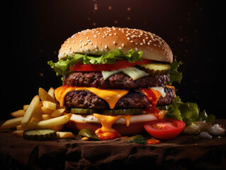 Cheeseburger created with Generative AI Technology, ai, generative