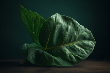 a single spinach leaf that is separated from the plant and standing alone. Generative AI