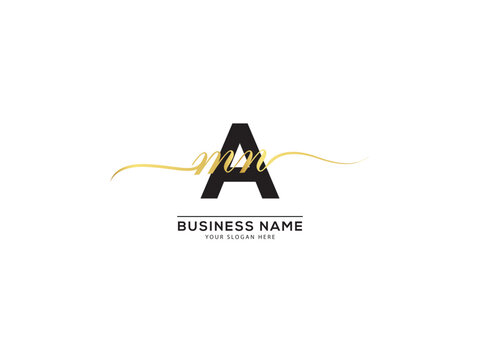 Modern Signature AMN Letter Logo, Unique Amn man Luxury Logo For Business