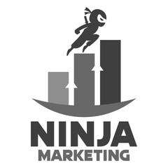 Modern vector flat design simple minimalist logo template of ninja trader sales marketing mascot character vector collection for brand, emblem, label, badge. Isolated on white background. © aldonat