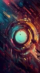 Abstract cyberpunk background with neon details. AI Generative Art.