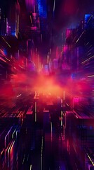 Plakat Abstract cyberpunk background with neon details. AI Generative Art.