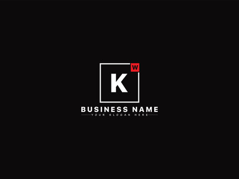 Professional WK Logo art, Stylish Wk kw Business Logo Letter With Square Shape