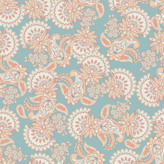 Fototapeta na wymiar Paisley Vector Pattern. Seamless Floral Textile Background