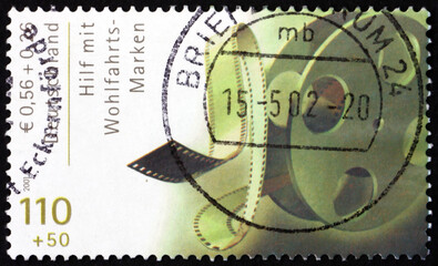 Postage stamp Germany 2001 film reel, film industry