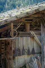 Traditional alpine house (Höfe or Masi) in the municipality of Ultimo in Ultental. Trentino Alto Adige Südtirol South Tyrol, Italy