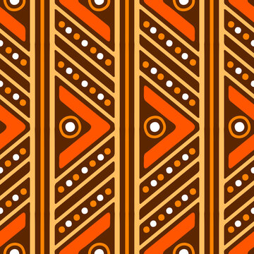 African seamless pattern. Hand stamp printing. Ethnic folk texture.