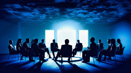 Business men people seated around the floor seated in the meeting room