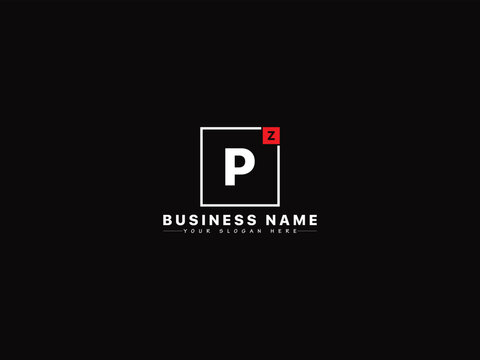 Initial Alphabet Zp Letter Logo, Typography Square Zp pz Logo Design For Shop