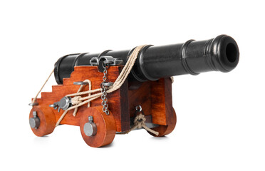 Toy model of cannon isolated on white background