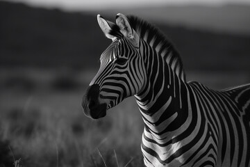 Beautiful zebra in the savannah. Ai generated