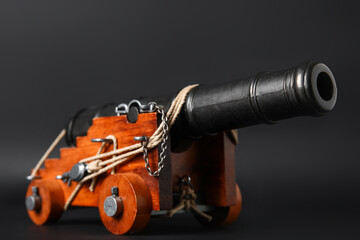 Toy model of cannon on black background
