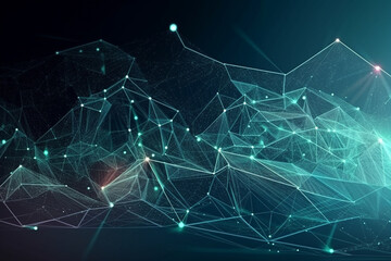 Obraz premium Polygonal digital background wallpaper with soft points and lines. Abstract internet technology communication network texture design. Ai generated