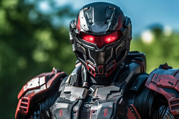 robot soldier is an artificial intelligence robot with machine gun, humanoid android war robot, autonomous war weapon. Generative AI