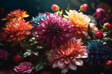 Colorful stock illustration of stunning flowers perfect for any holiday or occasion. Generative AI